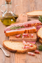 Bread and bacon. 