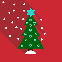 vector illustration of decorated Christmas tree with star