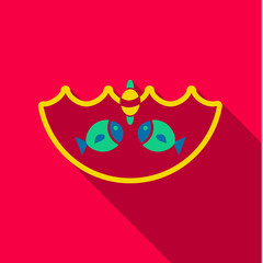 Vector illustration. Pond with carp with fish and float