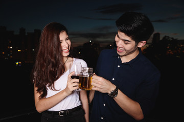 Young asian couple party