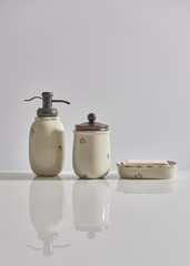 soap box and white table background