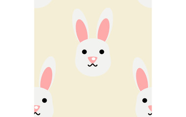 Fototapeta na wymiar Cute white rabbit seamless pattern vector.