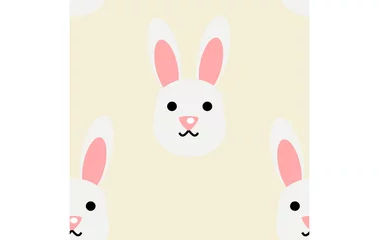 Wallpaper murals Rabbit Cute white rabbit seamless pattern vector.