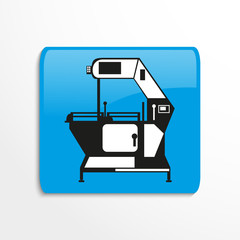 Industrial equipment in production. Machine. Vector icon in black and white on a specific background.