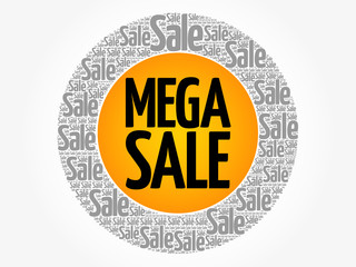 MEGA SALE words cloud, business concept background