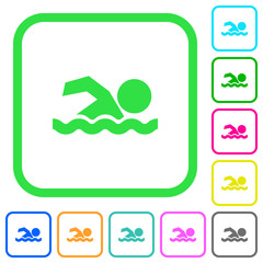 Swimming man vivid colored flat icons icons