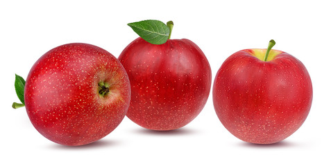 Fresh red apple isolated on white background with clipping path