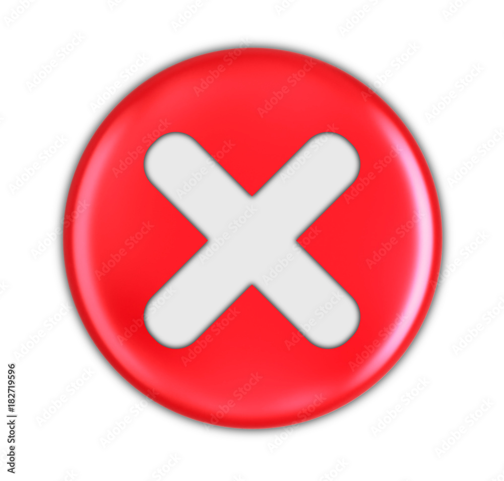 Poster button with cross. image with clipping path