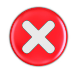 Button with cross. Image with clipping path