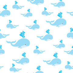 Seamless sea pattern with cute Whale