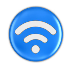 Button with Wi-Fi sign. Image with clipping path