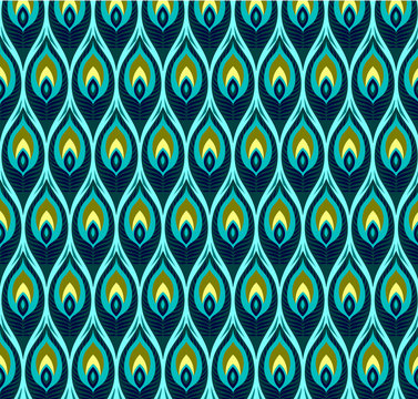 Abstract geometric pattern of peacock feathers
