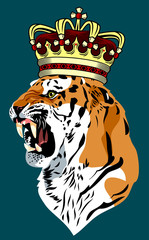 Portrait of a Ragged Tiger in a Golden Crown