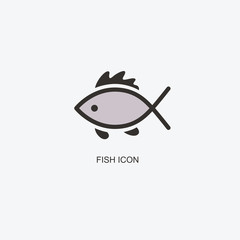 Fish logo template for design. Icon of seafood restaurant..Animals in a natural environment. Illustration of graphic flat style