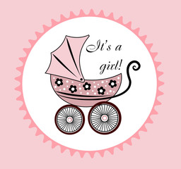 Baby carriage, cartoon style