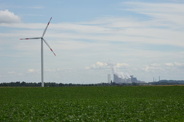 Wind turbine in windfarm Germany