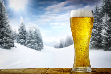 winter time and cold beer 
