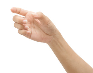 Beautiful woman hand holding isolated on white background with clipping path