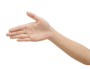 Beautiful woman hand showing isolated on white background with clipping path