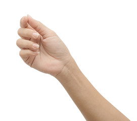 Beautiful woman hand holding isolated on white background with clipping path