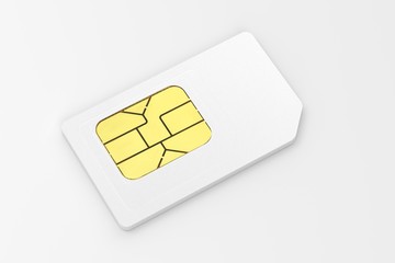 close up full size simcard put on white background