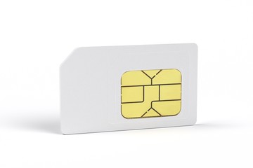 close up full size simcard put on white background