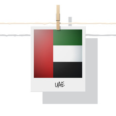 Asian country flag collection with photo of United Arab Emirates (UAE) flag , vector , illustration