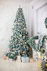 New Year tree in light and blue colors