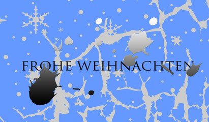 Weihnachtsgruß mit grafisch dargestellten Winter -
 und Farbelementen