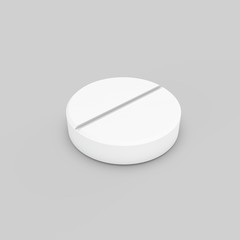 Pill. Isolated on grey background. 3D rendering illustration.