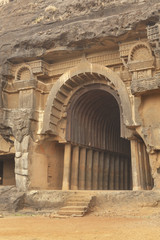 Entrance of the Bhaja buddhist cave monastery, Maharasthra, India