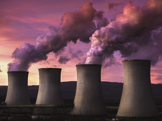coal fired power station at sunset, Tusimice, Czech republic