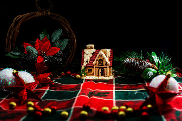 christmas decoration over dark background