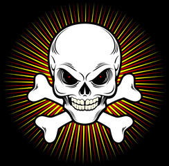 профиль мап Human skull and crossbones on the background of stars
