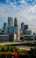 Fototapeta premium Downtown Charlotte, NC with Cloudy Sky