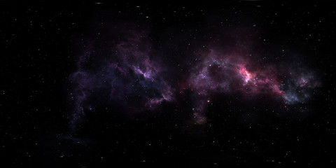 Stellar system and nebula. Panorama, environment 360° HDRI map. Equirectangular projection, spherical panorama. 3d illustration