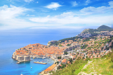 Fototapeta na wymiar Beautiful view of the historic city of Dubrovnik, Croatia on a sunny day.