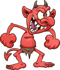Crazy cartoon devil. Vector clip art illustration with simple gradients. All in a single layer.