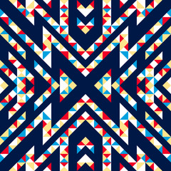 Seamless pattern of triangles and lines. Zigzags and sharp corners. Movement of geometric shapes.