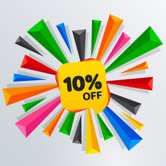 10 Percent Off Sale Discount Banner. Price tag.