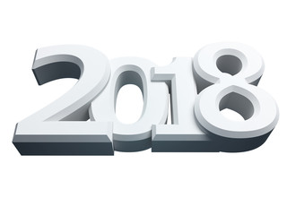 New 2018 year white 3D figures