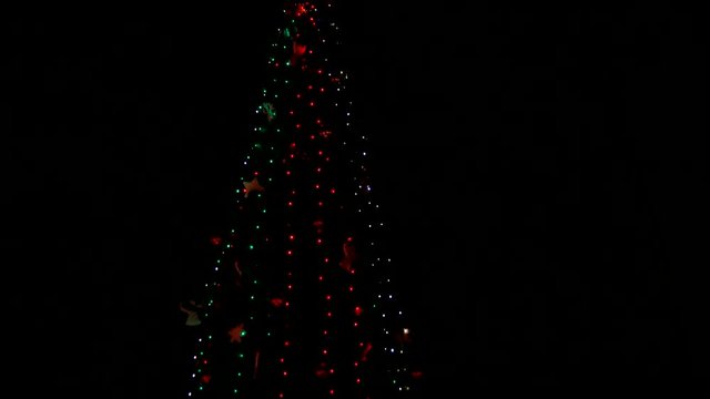 Decorated christmas tree in the dead of night. Great christmas tree.