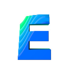 Letter E. Layered wave effect character type.