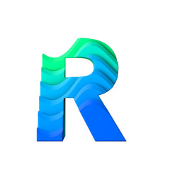 Letter R. Layered wave effect character type.