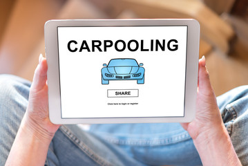 Carpooling concept on a tablet