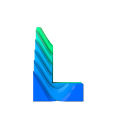 Letter L. Layered wave effect character type.