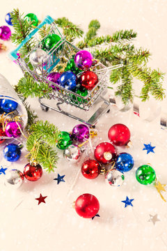 Christmas baubles for decoration on white background