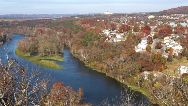 Branson MO,USA - November, 2017. Aerial view of beautiful, autumn colors of Branson.