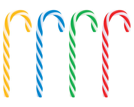 Set of realistic christmas candy cane. Vector 3D illustration icon isolated.