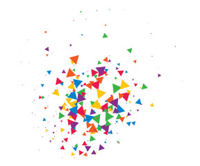 Colorful Shatter Vector Background. Atomic Bomb Explosion, Blast, Bang, Boom Concept. Broken Glass, Technology Futuristic Design. Moving Colorful Shatter Fragments. Cool Falling Triangles Explosion